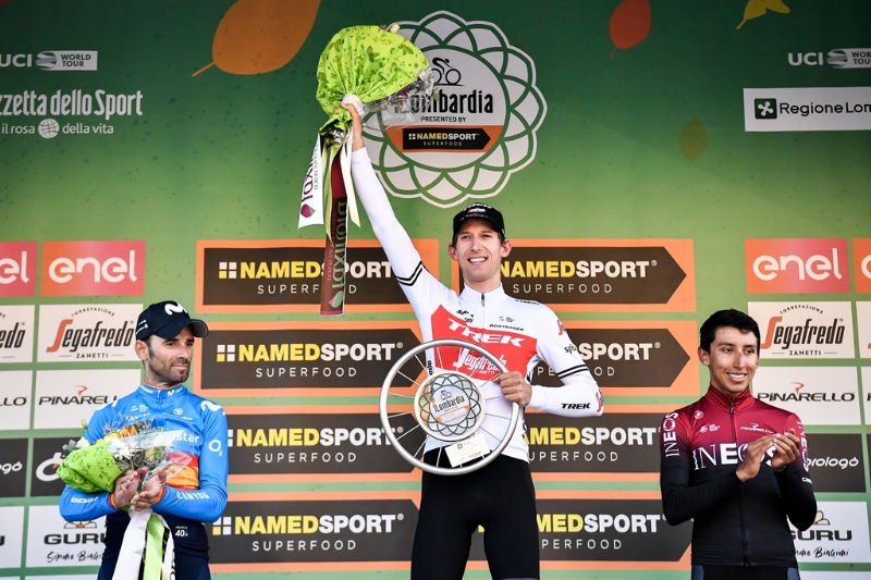 CICLISMO - Egan Bernal sul podio anche al Lombardia: terzo a sedici secondi da Bauke Mollema - FOTO