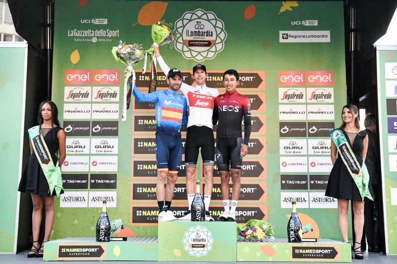 CICLISMO - Egan Bernal sul podio anche al Lombardia: terzo a sedici secondi da Bauke Mollema - FOTO